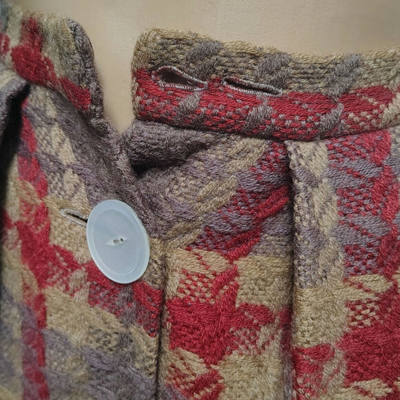 1960s Vintage Handmade Wool Puffy Pleated Big Button Front Tulip Skirt Size XS - Picture 5 of 5